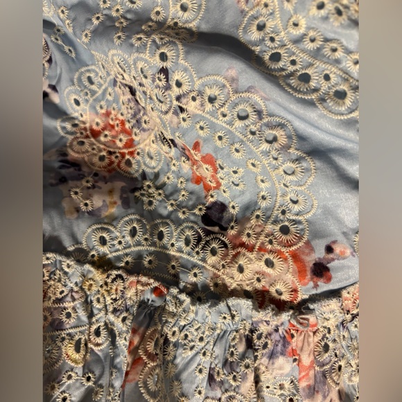 Frill Seeker Eyelet Embroidery TieBack Dress Floral Print  M flawed **2 for 20** - Picture 12 of 16